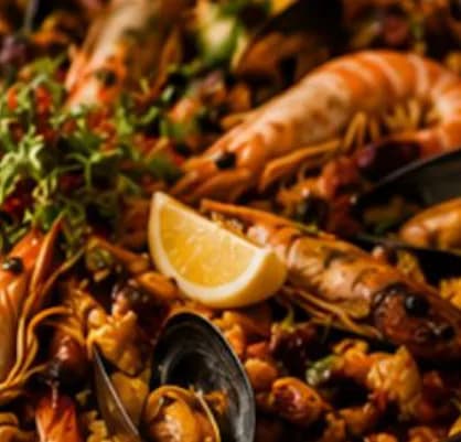 Seafood paella