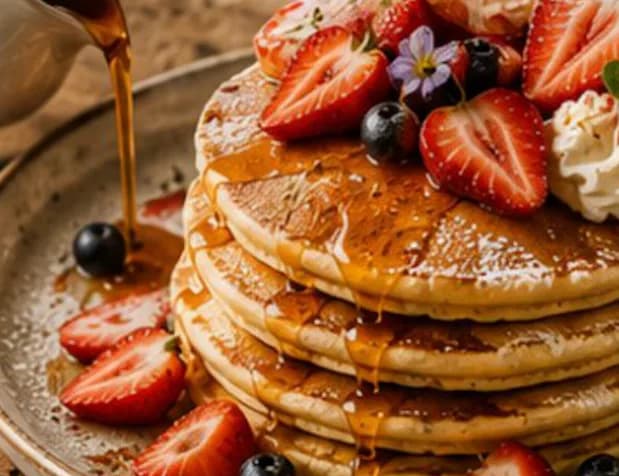 Pancake stack with berries